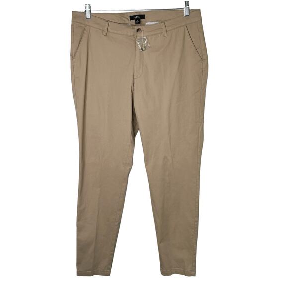 Ellos Womens Modern Stretch Chino Pants 14 Beige Tan Khaki New - Picture 1 of 9